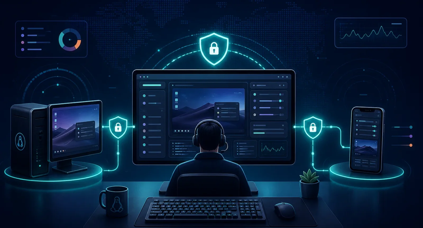 Como o RustDesk pode formar uma solução open source de suporte remoto para as máquinas administradas em uma empresa. /2025/12/15/rustdesk/featured-image.webp